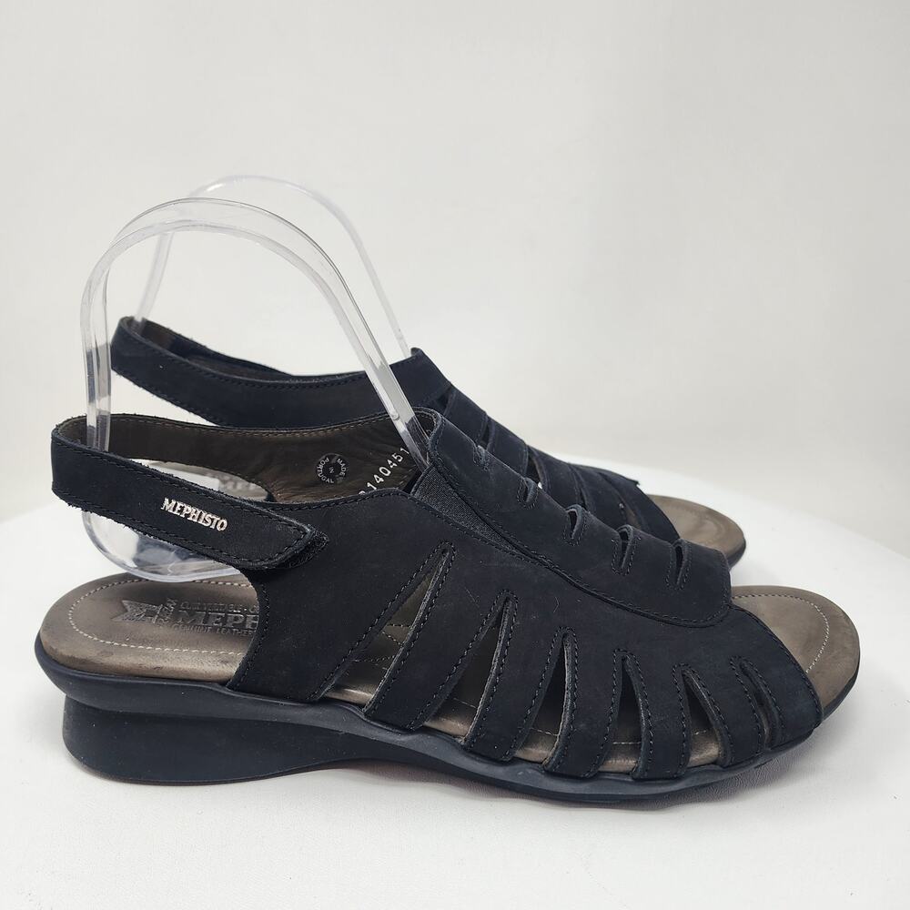Mephisto Praline Air-Relax Sandal EU40/US10 Black Nubuck Leather Strappy Shoes - Picture 2 of 14